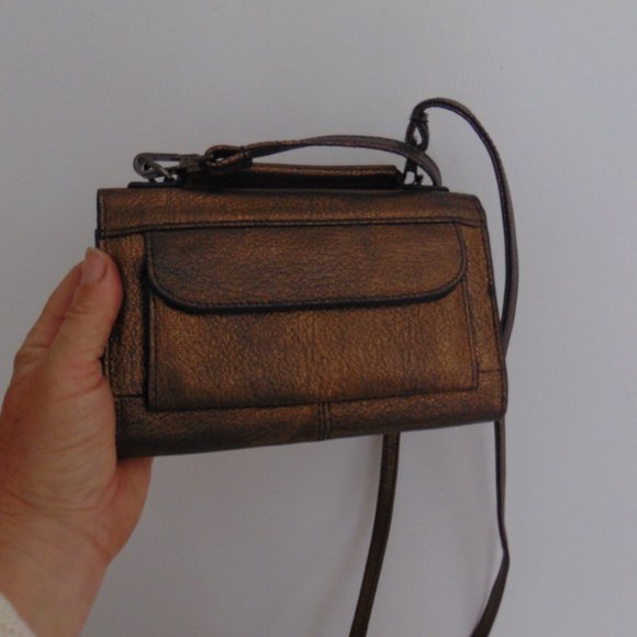 Kooba Copper Crossbody Wallet Bifold Leather Purse Pocketbook Shoulder Handbag - Picture 7 of 12